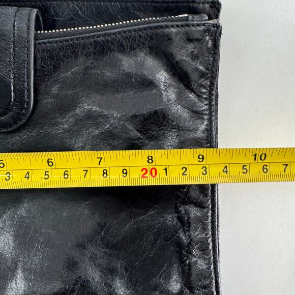 HTF  HOBO International Black Glazed Leather Crossbody Bag 9 x 7 - Picture 4 of 6